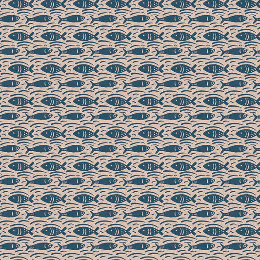 Catch of the Day Wallpaper - Classic Navy on Lady Coral - Lucie Annabel