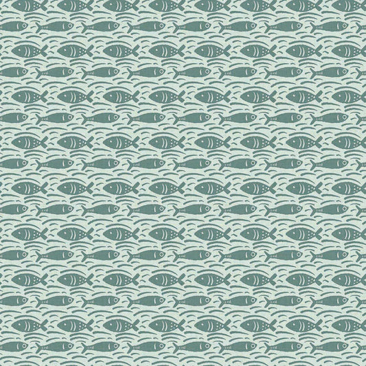 Catch of the Day Wallpaper - Teal on Duck Egg - Lucie Annabel