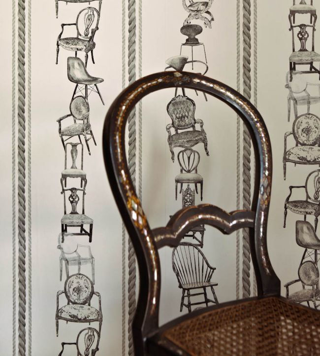 Chairs Wallpaper - Black on Parchment - BG0500-102 - Barneby Gates