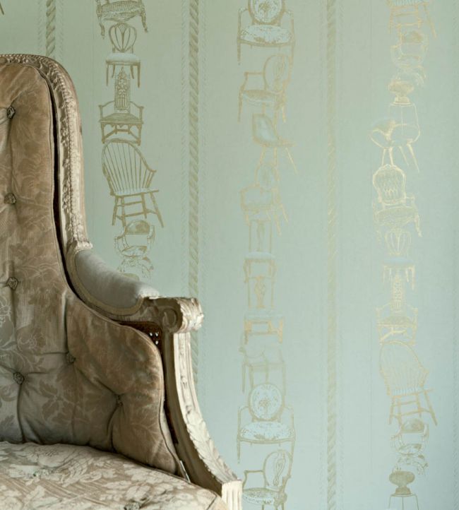 Chairs Wallpaper - Eau de Nil - BG0500-101 - Barneby Gates