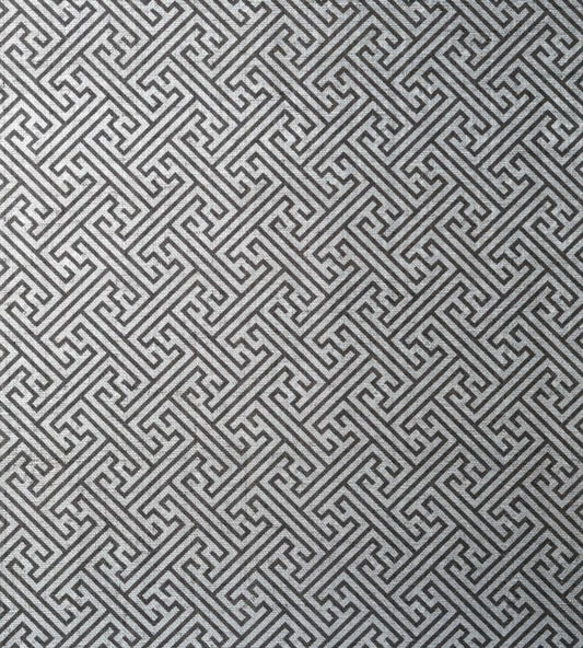 Charlotte Raffia Wallpaper - Black and Metallic Silver - AT9842 - Anna French