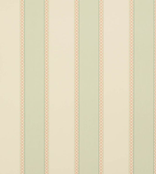 Chartworth Stripe Wallpaper - Aqua/Pink - Colefax & Fowler