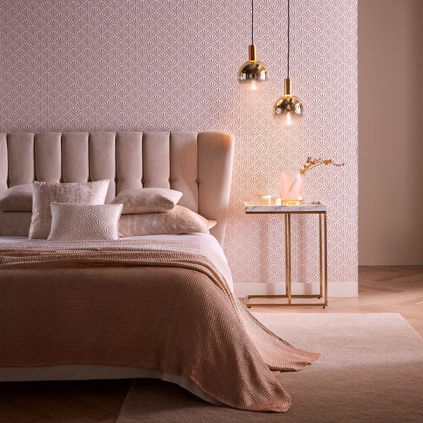 Chrysler Wallpaper - Rose Gold - Clarke & Clarke