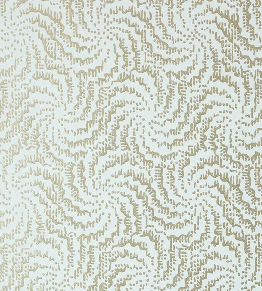 Cirrus Wallpaper - Metallic Pewter on Aqua - AT7937 - Anna French