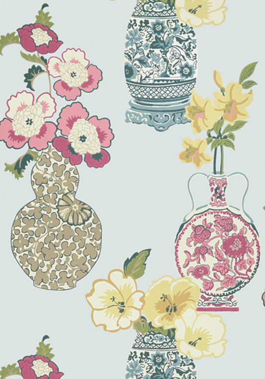 Clarissa Wallpaper - Aqua - AT6109 - Anna French