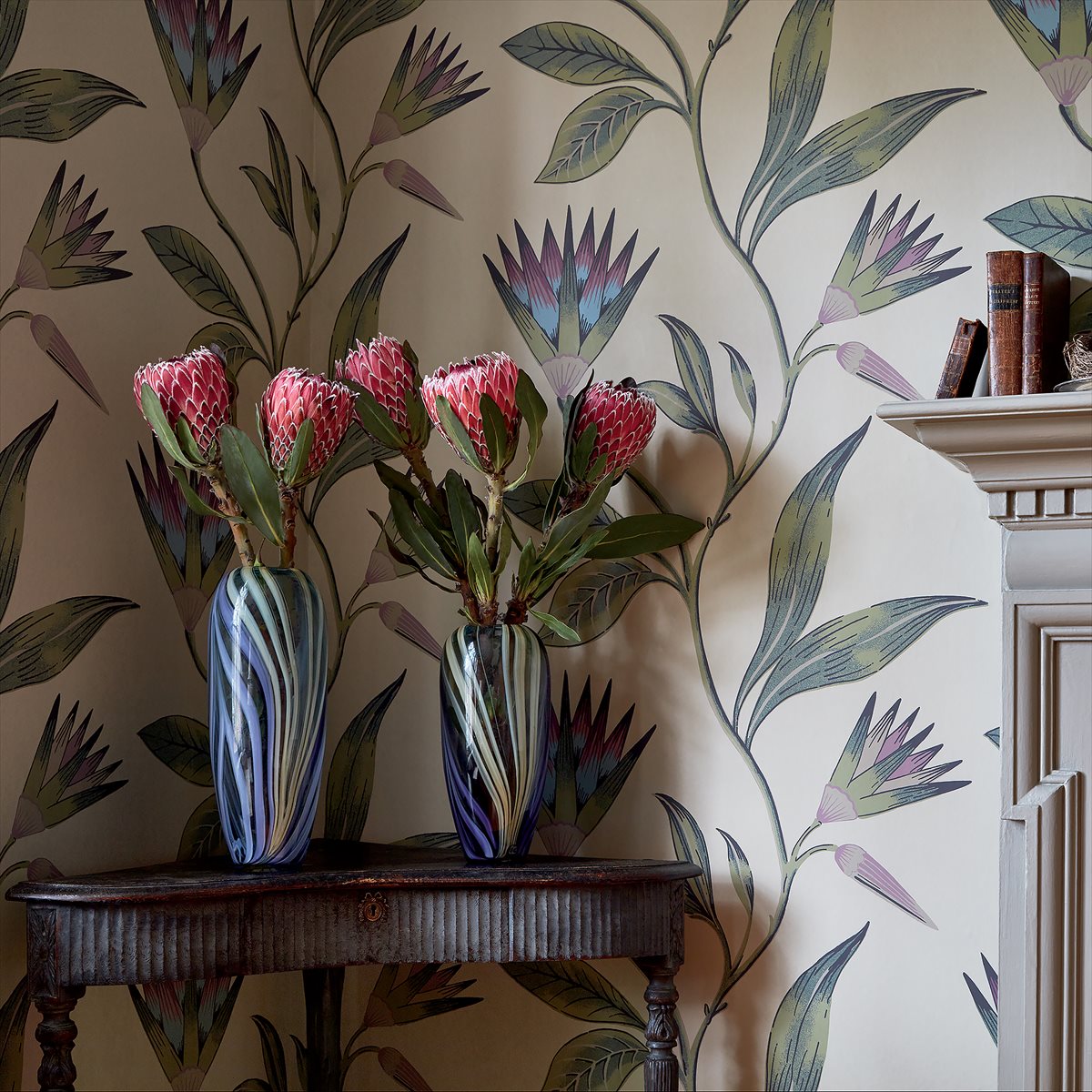 Cleo Vine Wallpaper - Plum and Blue - AT9617 - Anna French