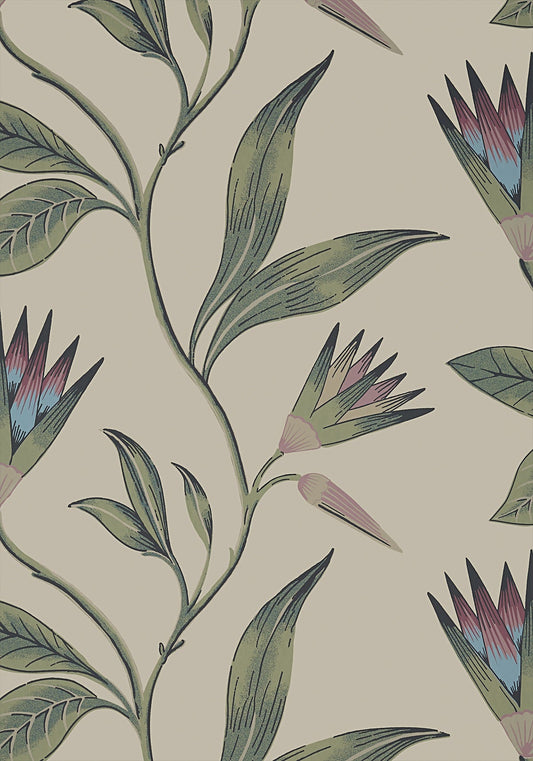 Cleo Vine Wallpaper - Plum and Blue - AT9617 - Anna French