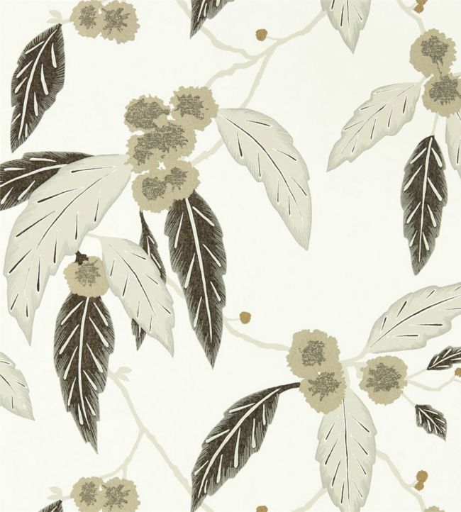 Coppice Wallpaper - Oyster / Ebony / Gilver - HSAW112134 - Harlequin