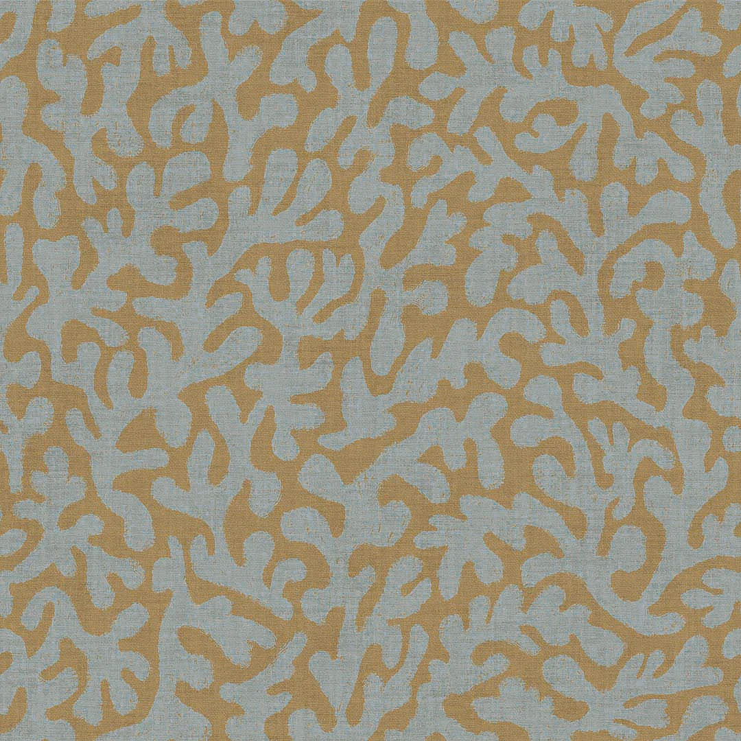 Coral Cove Wallpaper - Cornflower Blue & Rich Ochre - Lucie Annabel