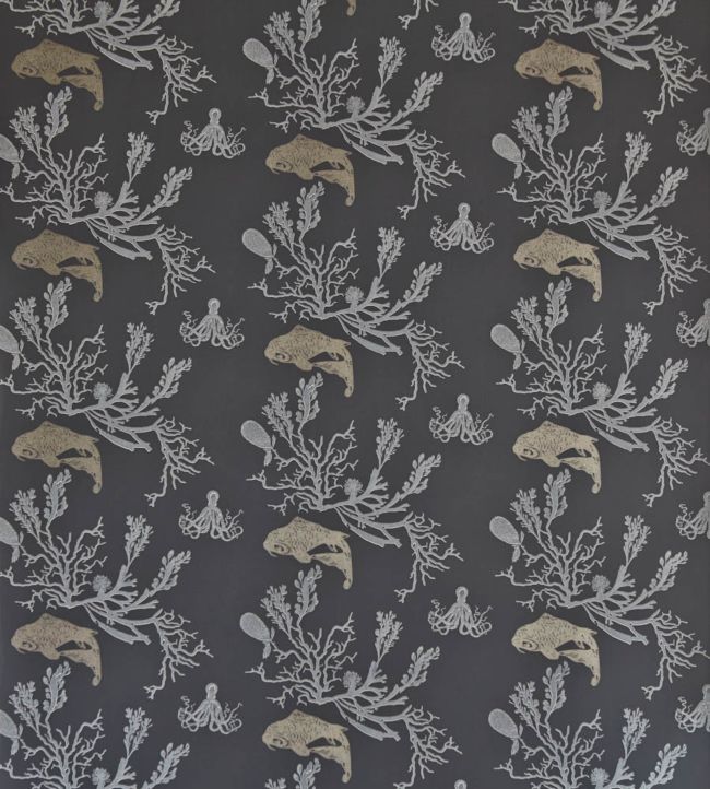 Coral Wallpaper - Charcoal / gold - BG0900-201 - Barneby Gates