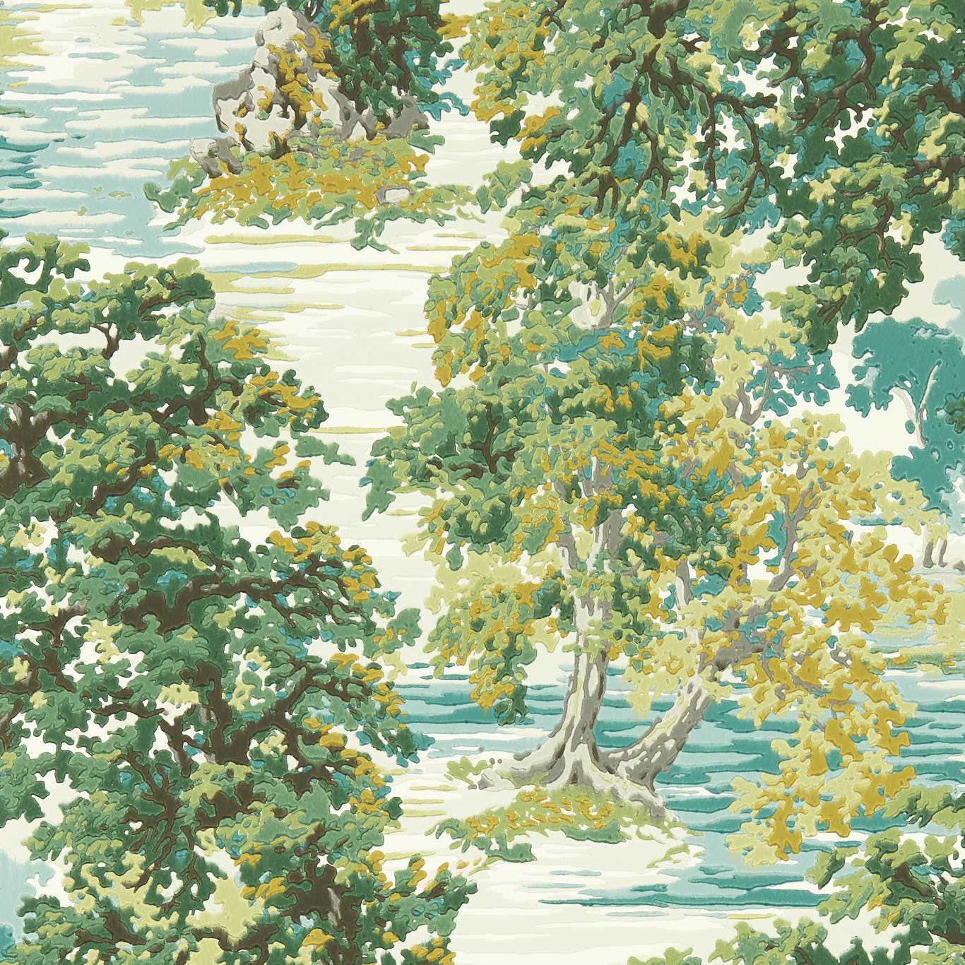 Ancient Canopy Sap Green Wallpaper