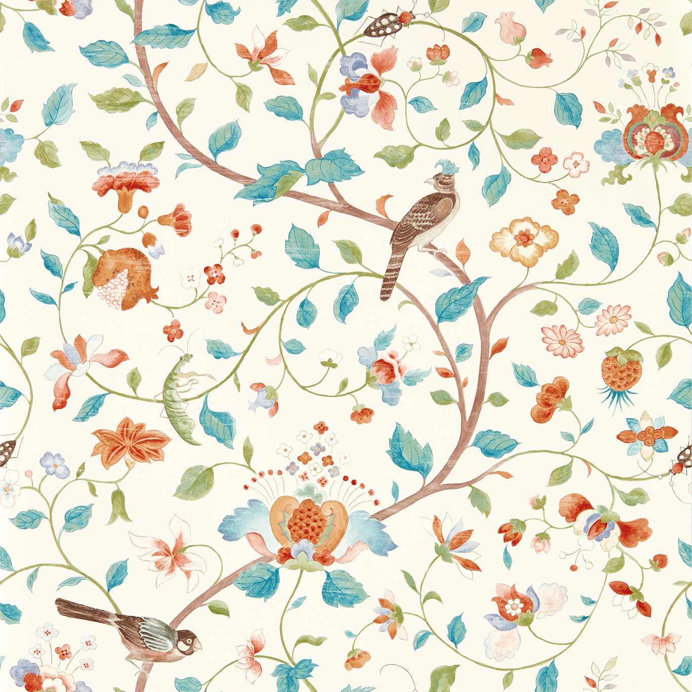 Aril’s Garden Teal/Russet Wallpaper