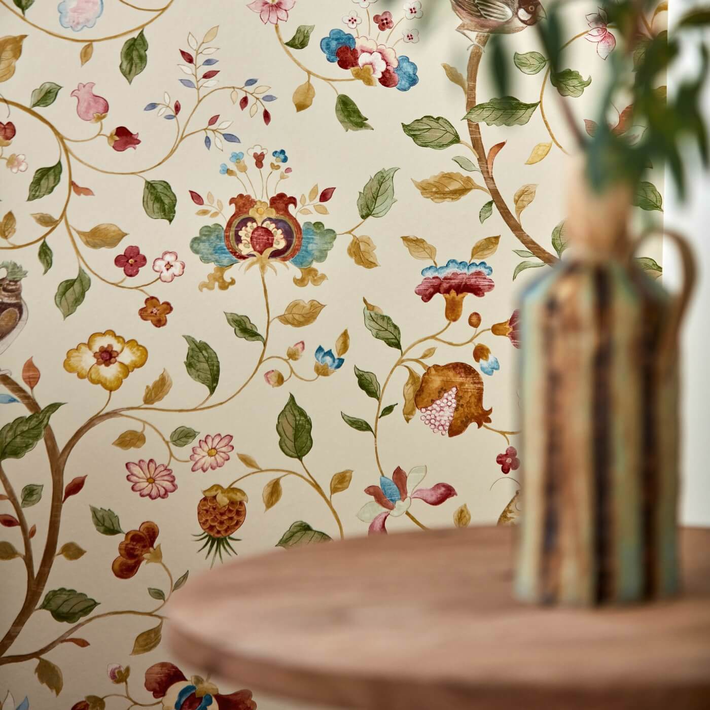 Aril’s Garden Olive/Mulberry Room Wallpaper