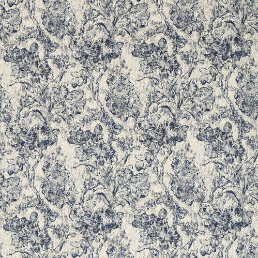 Fringed Tulip Toile Woad Fabric - Blue - Sanderson