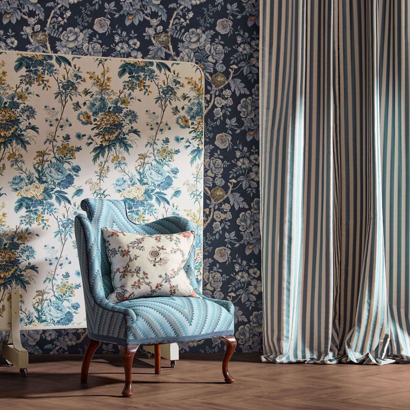 Dazzle Woad Fabric - Blue - Sanderson
