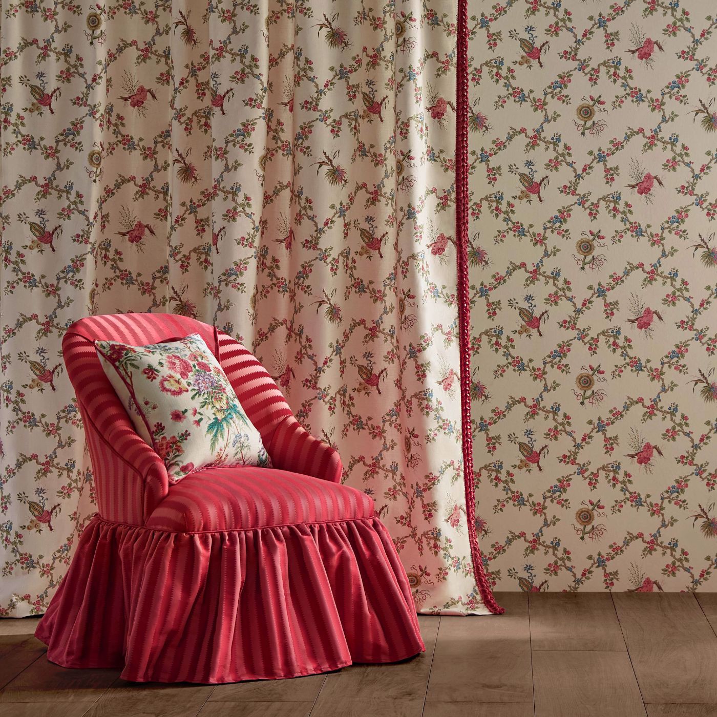 Regency Aperigon Carmine/Raspberry Fabric - Red - Sanderson