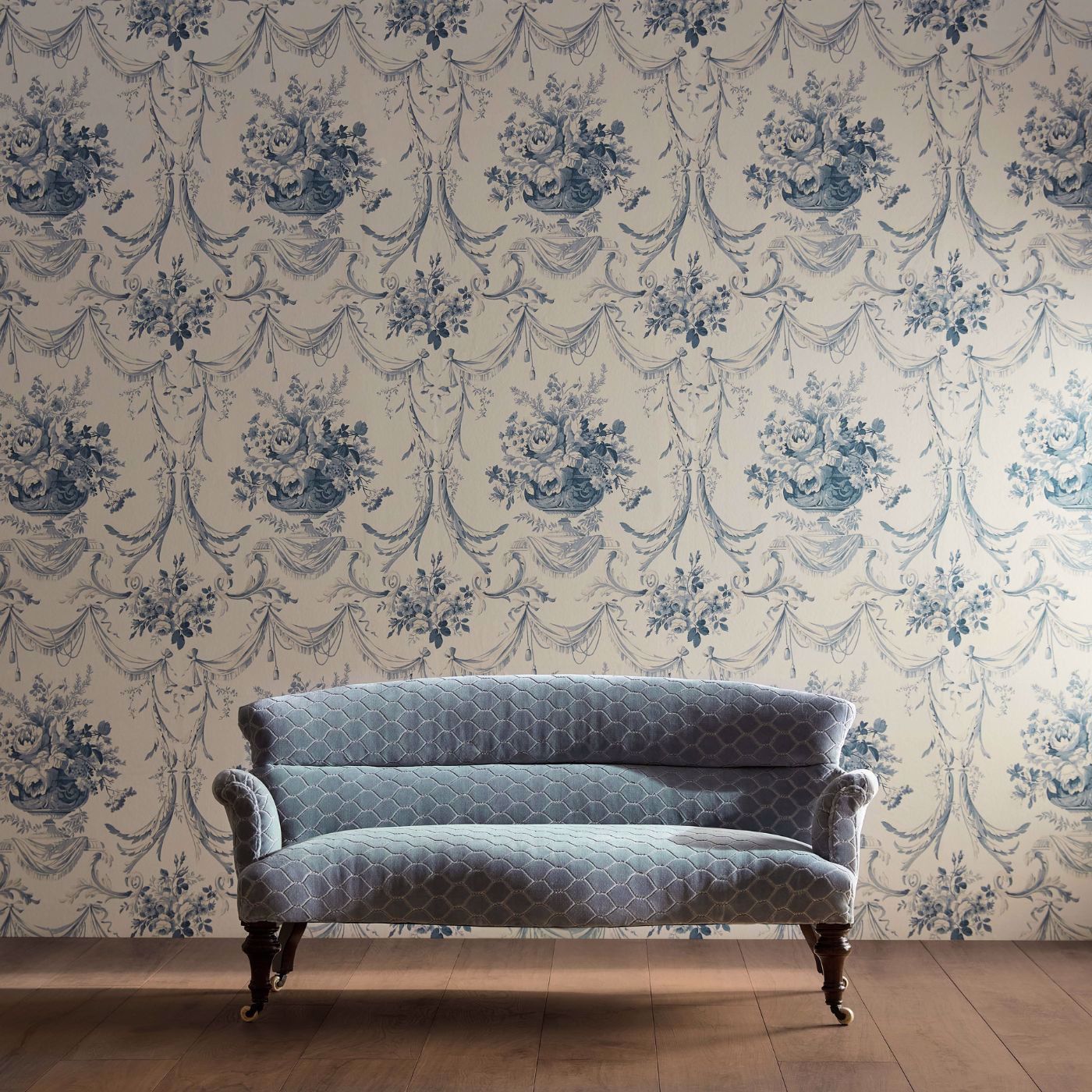Faraday Velvet Atlantic Fabric - Blue - Sanderson