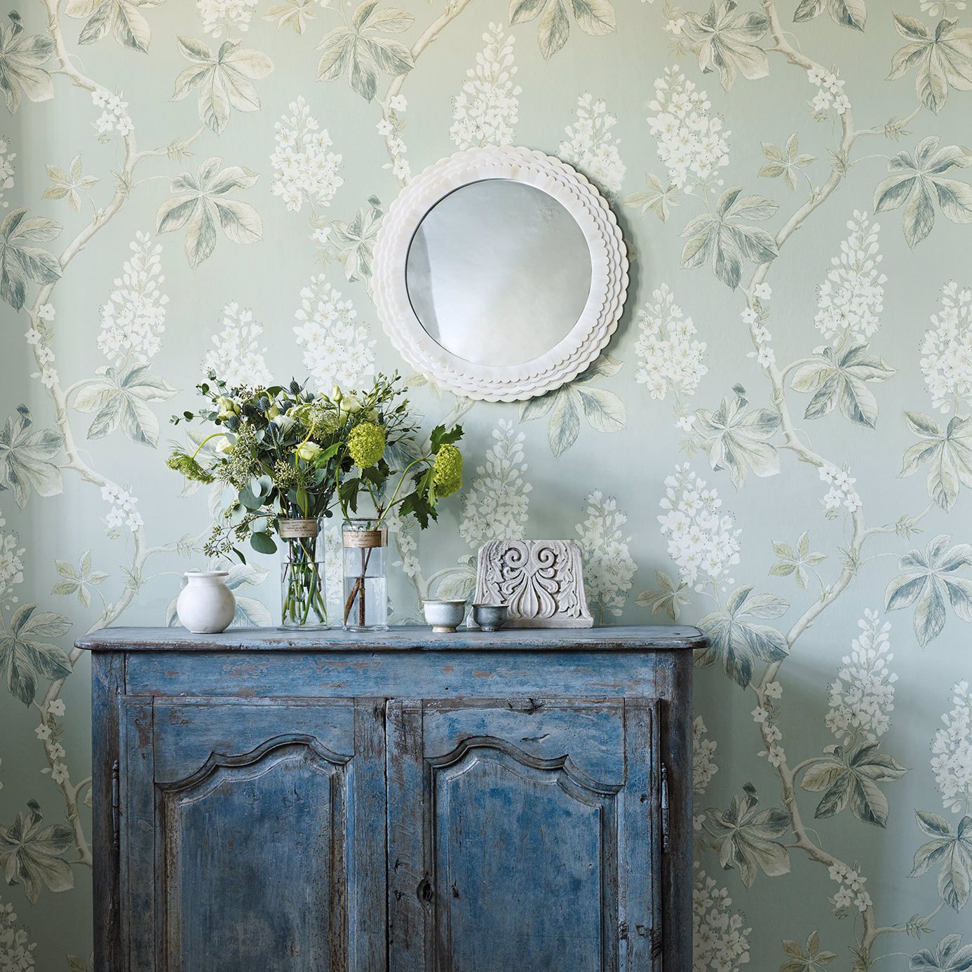 Chestnut Tree Grey Blue/Sage Room Wallpaper