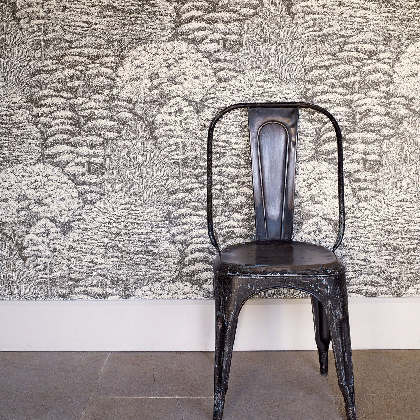 Woodland Toile Ivory/Charcoal Room Wallpaper