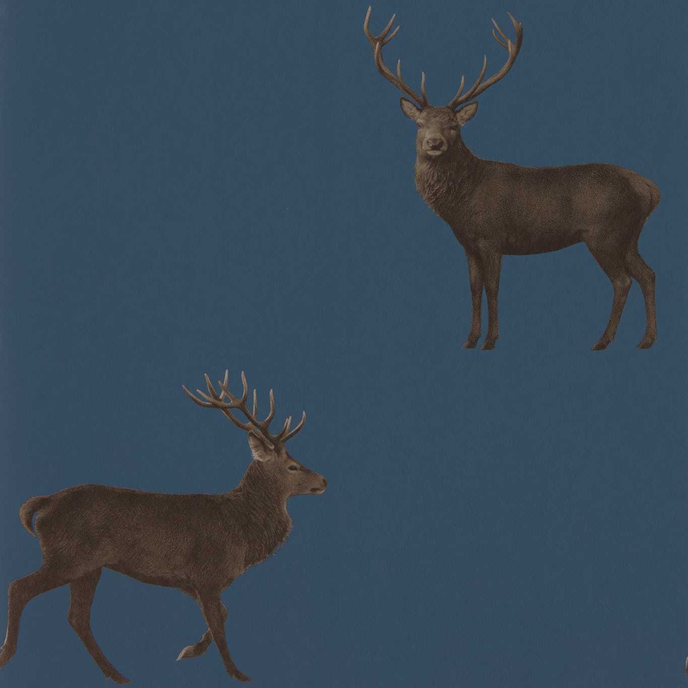 Evesham Deer Indigo Wallpaper