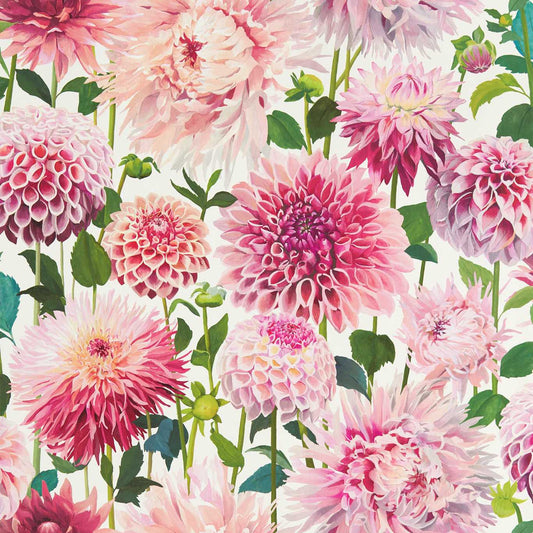 Dahlia Wallpaper - Blossom/Emerald/New Beginnings - HQN2112843 - Harlequin