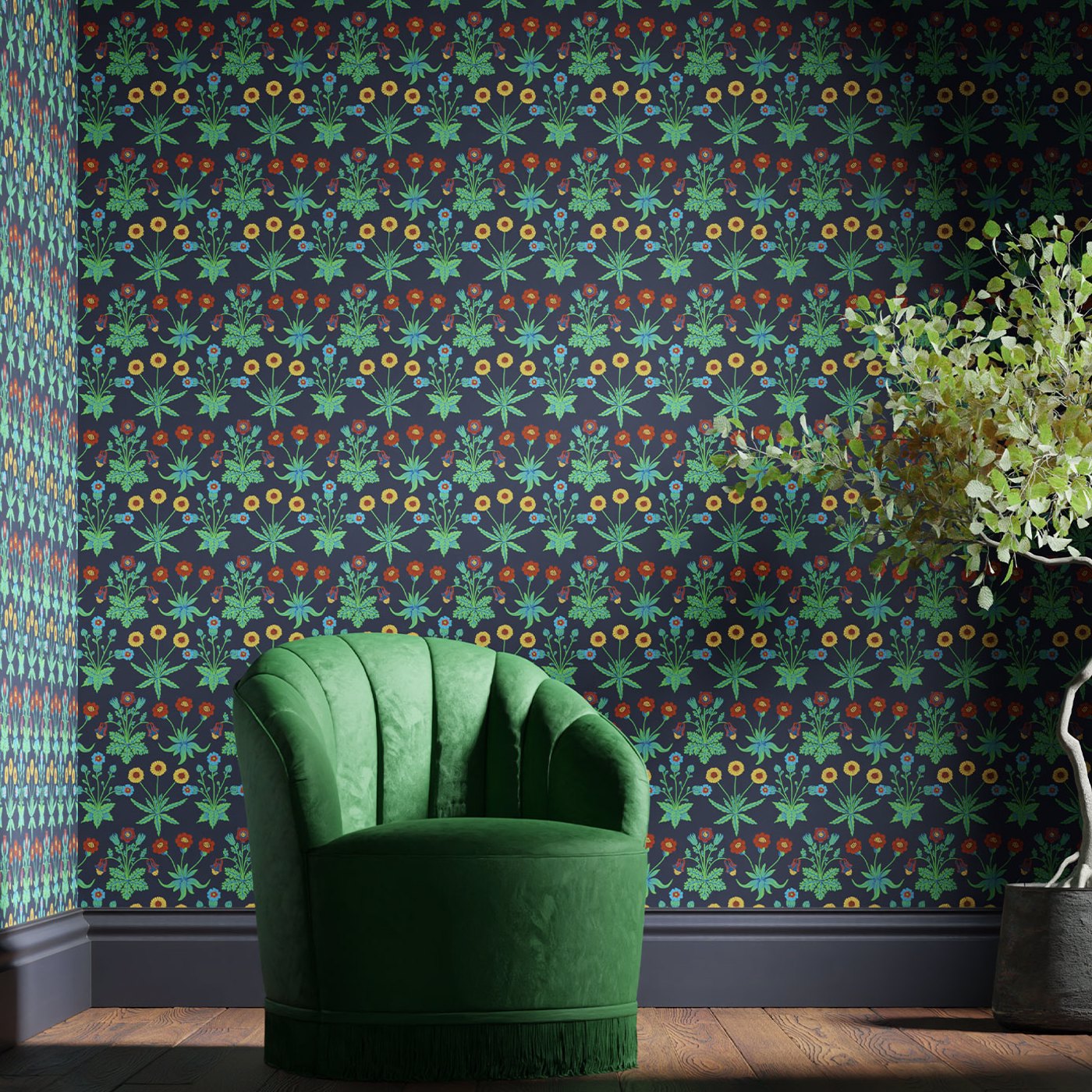 Daisy Wallpaper - Midnight - 510034 - Morris & Co