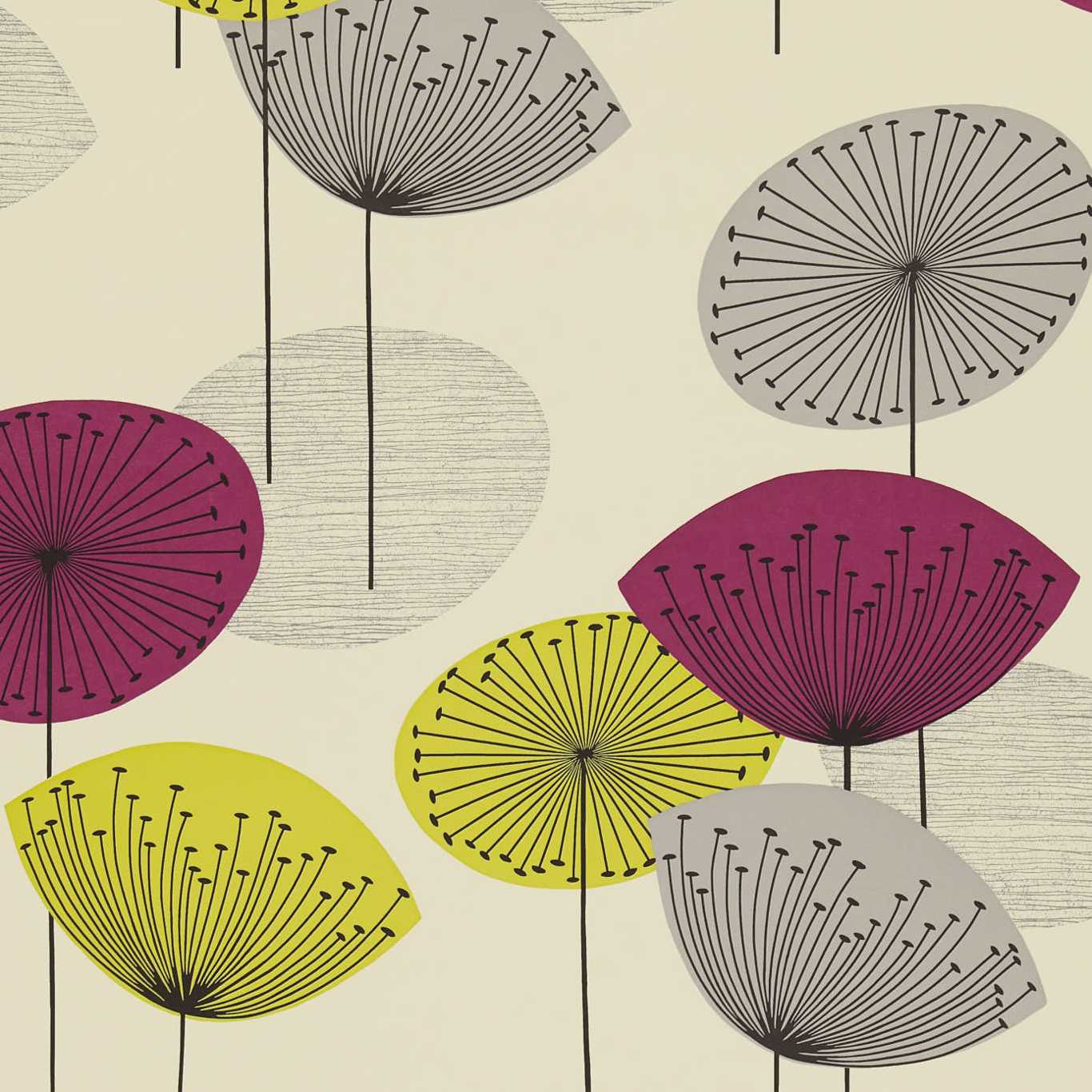 Dandelion Clocks Wallpaper - Blackcurrant - DOPWDA102 - Sanderson