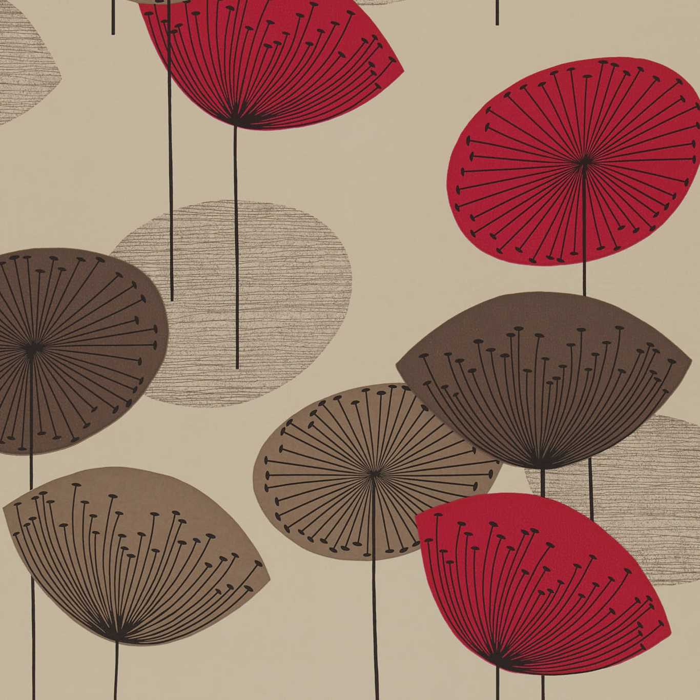 Dandelion Clocks Wallpaper - Red - DOPWDA101 - Sanderson