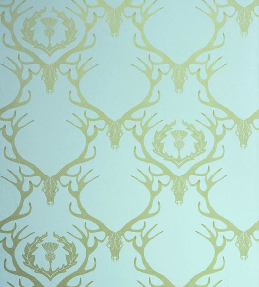 Deer Damask Wallpaper - Duck Egg Blue - BG0100-401 - Barneby Gates