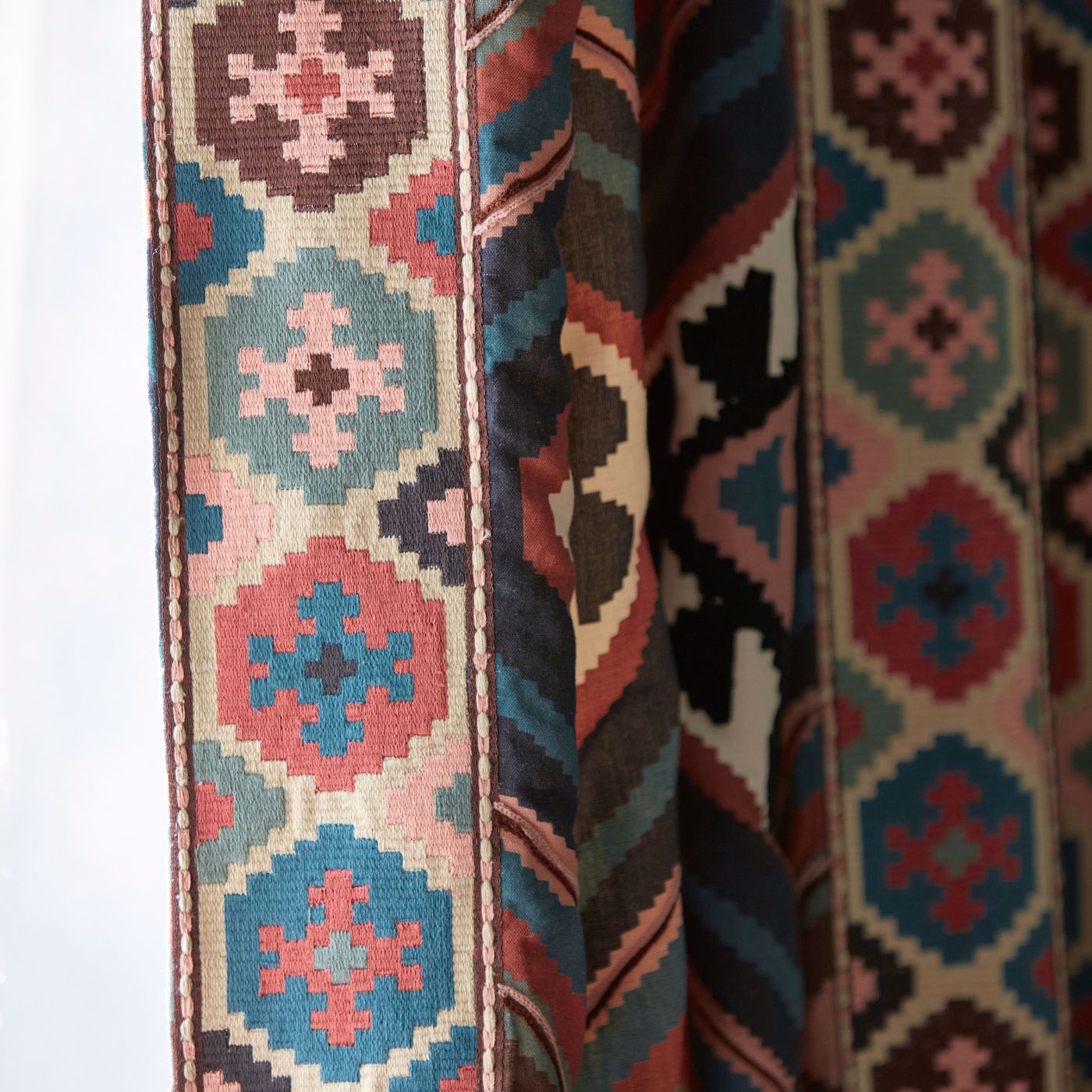 Dorothy’s Kilim Fabric - Barbed Berry/Indigo - 237306 - Morris & Co