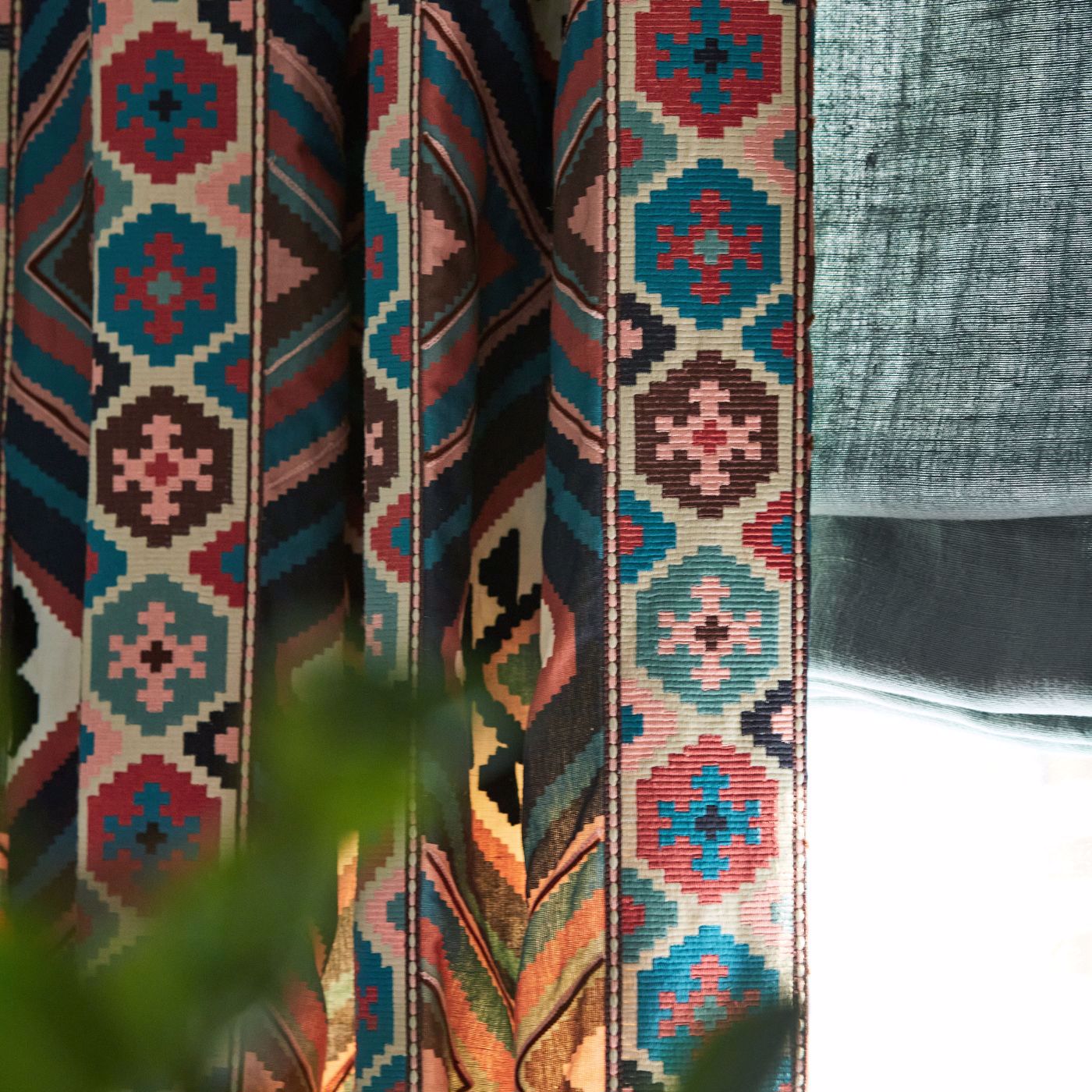 Dorothy’s Kilim Fabric - Barbed Berry/Indigo - 237306 - Morris & Co