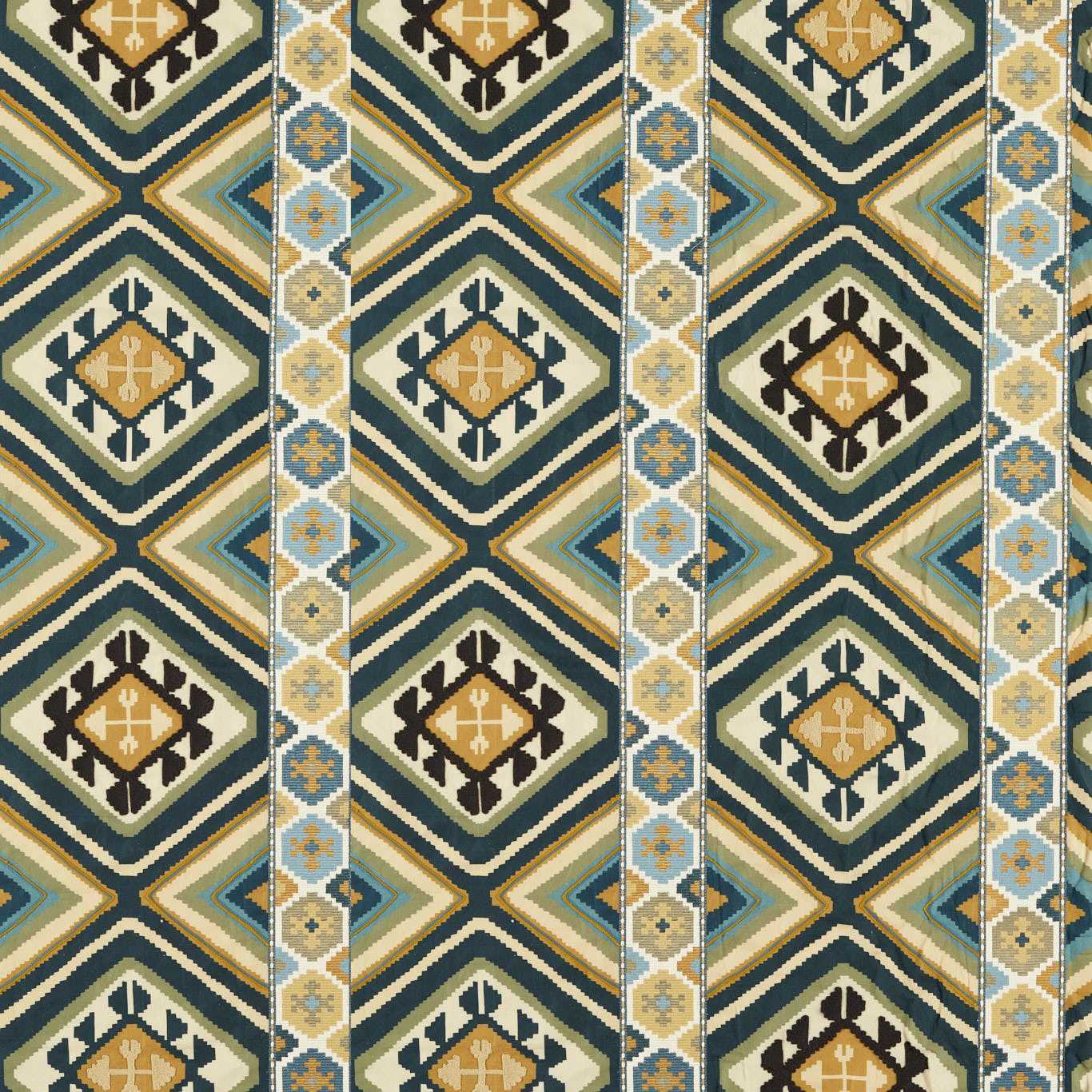Dorothy’s Kilim Fabric - Sunflower/Tump Green - 237307 - Morris & Co