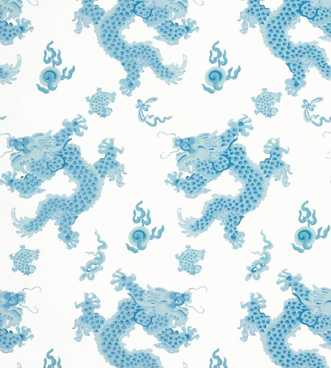 Dragon Dance Wallpaper - Blue - AT23182 - Anna French