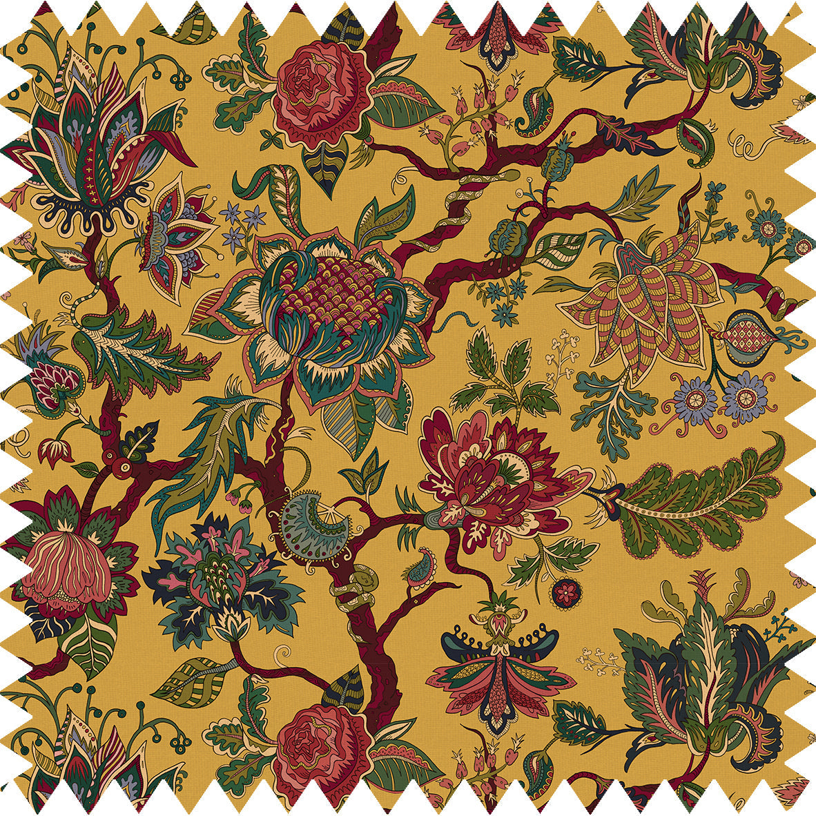 Eden Mustard Fabric with Recycled Eco-Velvet - Yellow - Wear The Walls