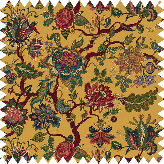 Eden Mustard Fabric with Recycled Eco-Velvet - Yellow - Wear The Walls