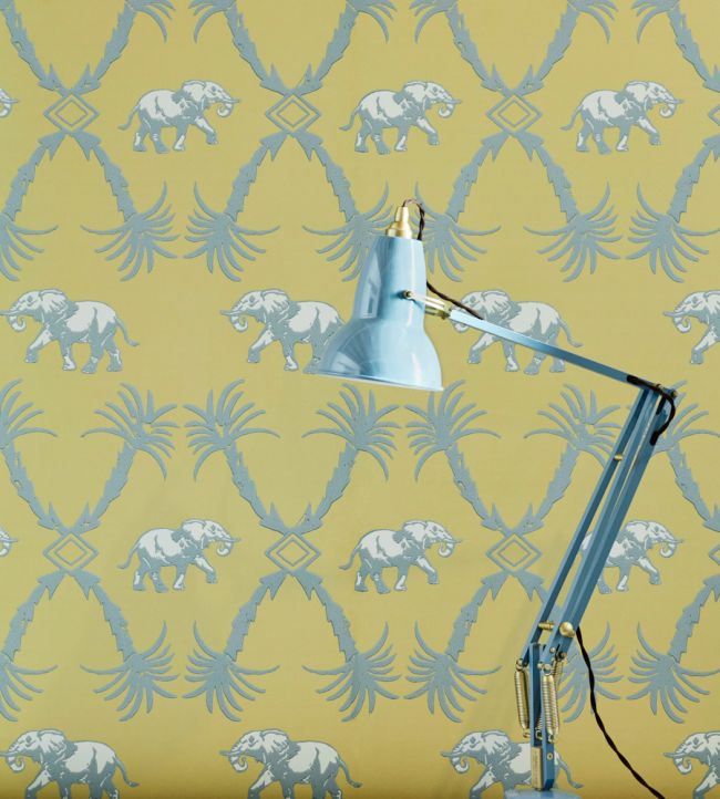 Elephant Palm Wallpaper - Ochre / Blue - BG2100202 - Barneby Gates