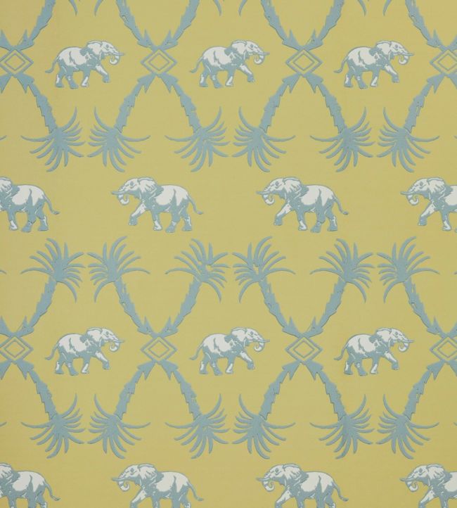 Elephant Palm Wallpaper - Ochre / Blue - BG2100202 - Barneby Gates