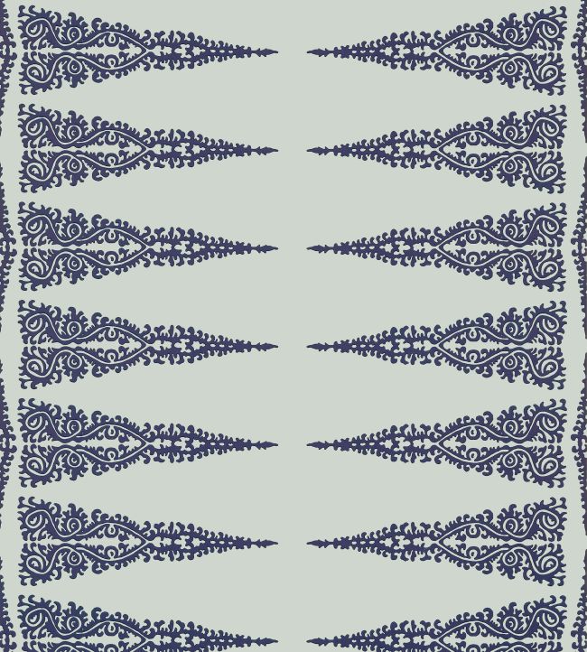 Ellery Stripe Wallpaper - Navy on Soft Teal - AT24548 - Anna French