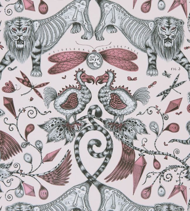 Emma J Shipley Extinct Wallpaper - Pink