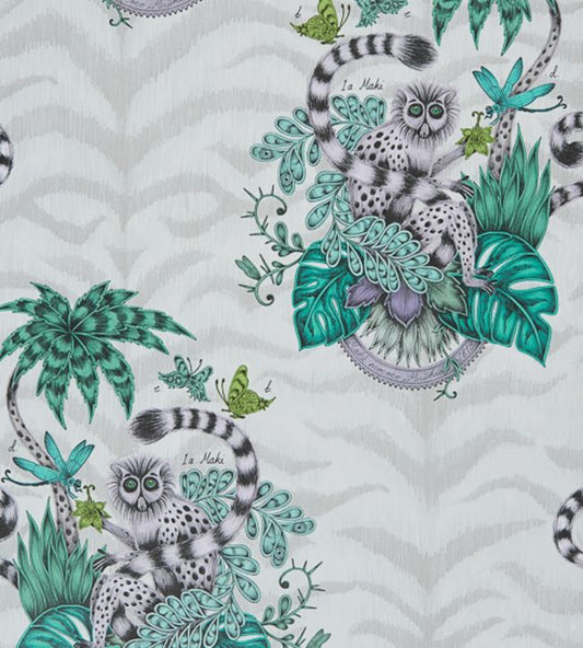 Emma J Shipley Lemur Wallpaper - Green