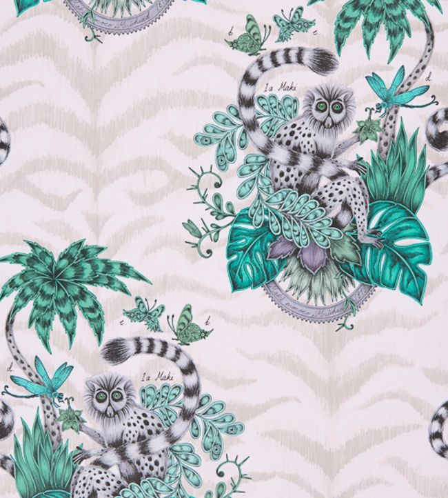 Emma J Shipley Lemur Wallpaper - Pink