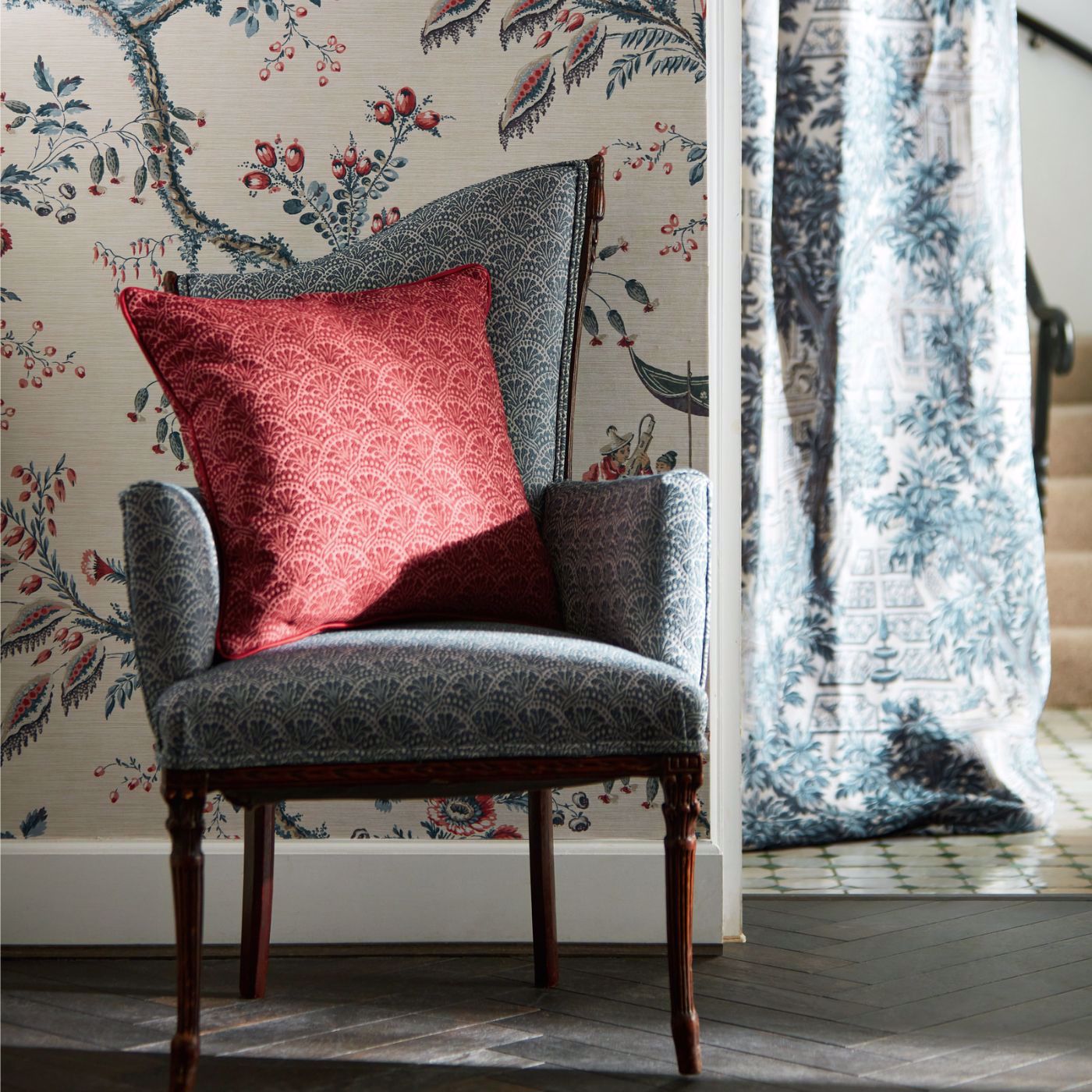 Emperor's Musician Wallpaper - Indigo - ZATW313050 - Zoffany