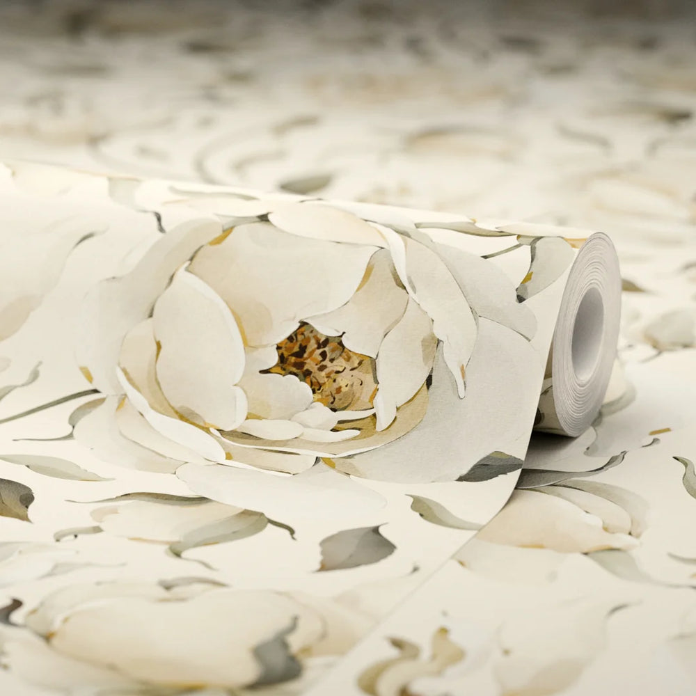 Enchanted Roses Wallpaper - Ivory on Vintage Cream - Lucie Annabel