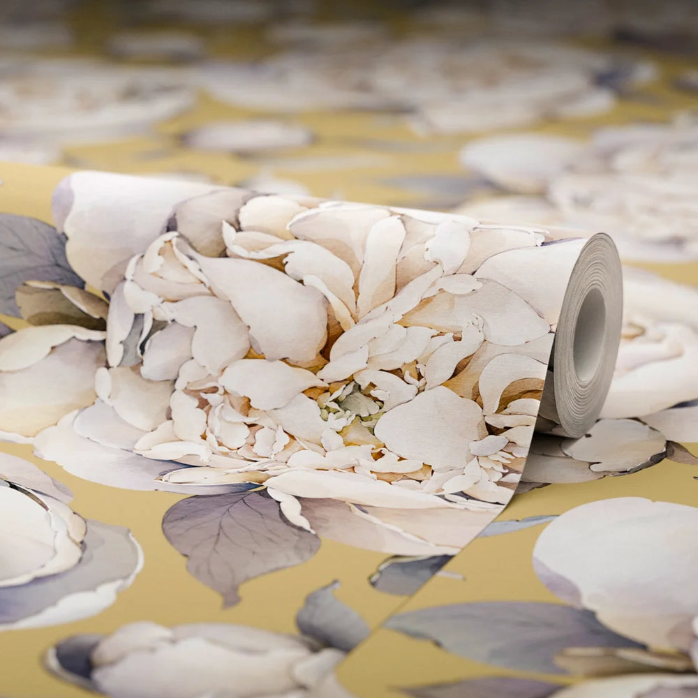 English Garden Peonies Wallpaper - Antique Gold - Lucie Annabel