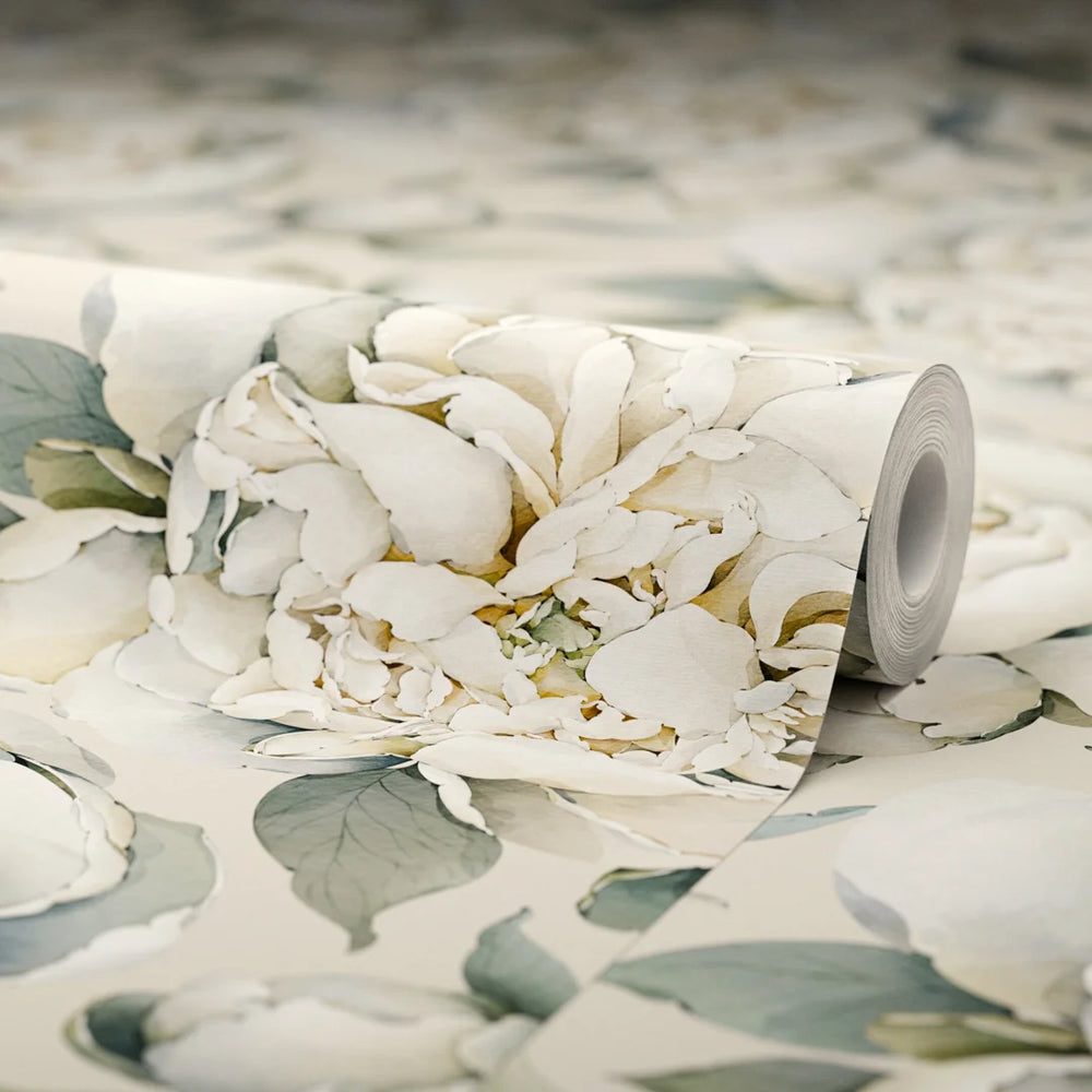 English Garden Peonies Wallpaper - Castle Stone - Lucie Annabel