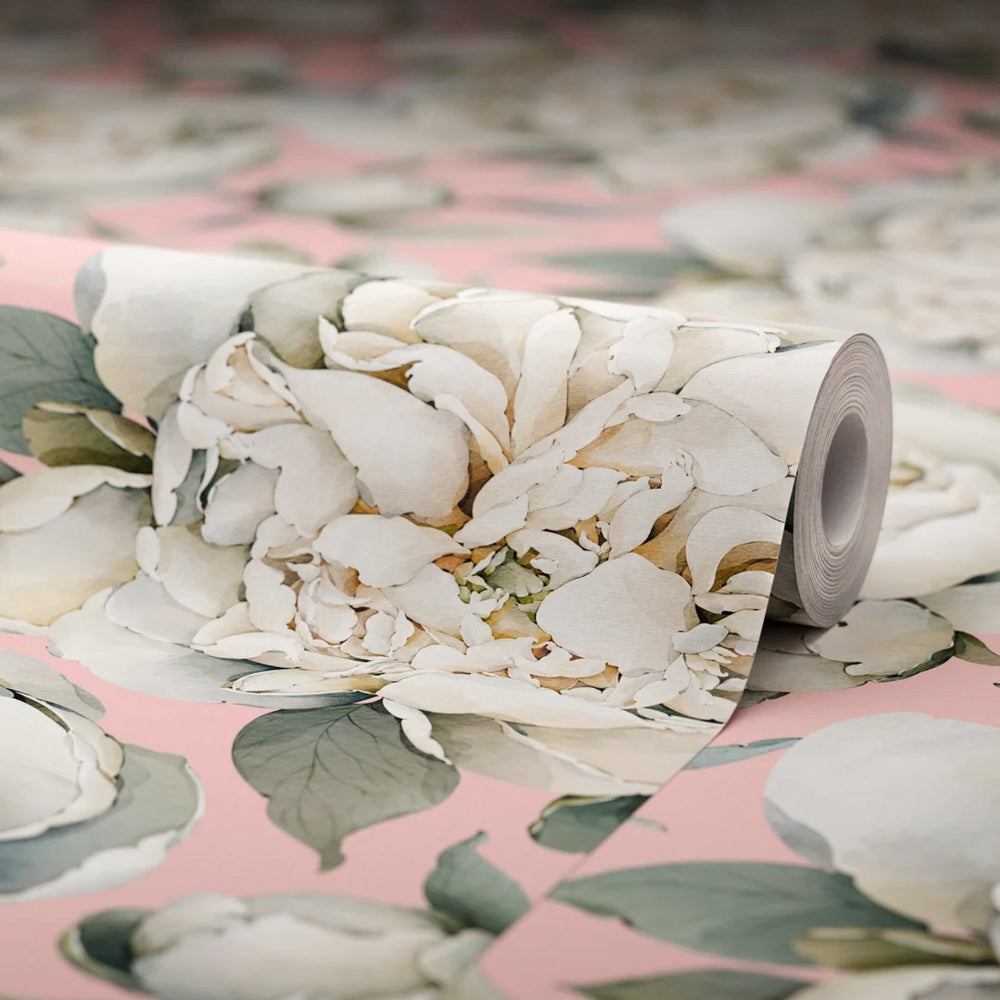 English Garden Peonies Wallpaper - Dusty Pink - Lucie Annabel