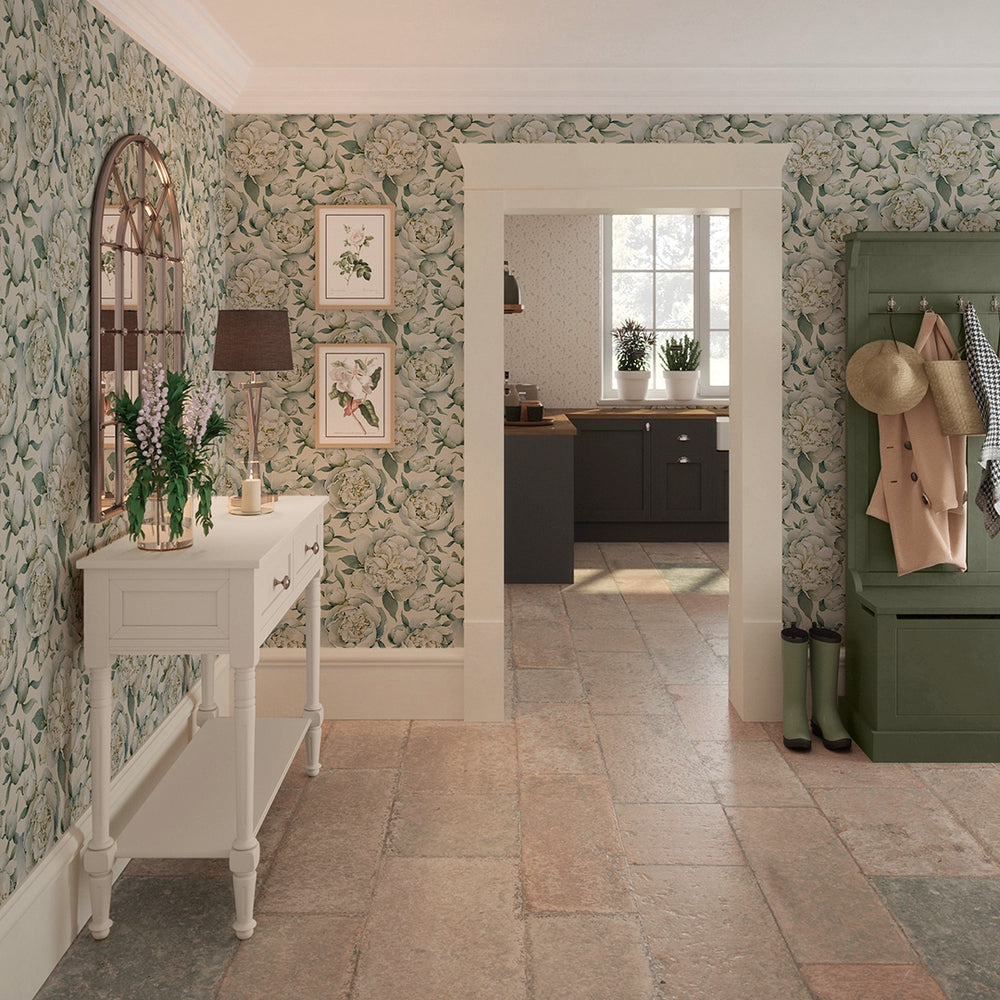 English Garden Peonies Wallpaper - Vintage Cream - Lucie Annabel
