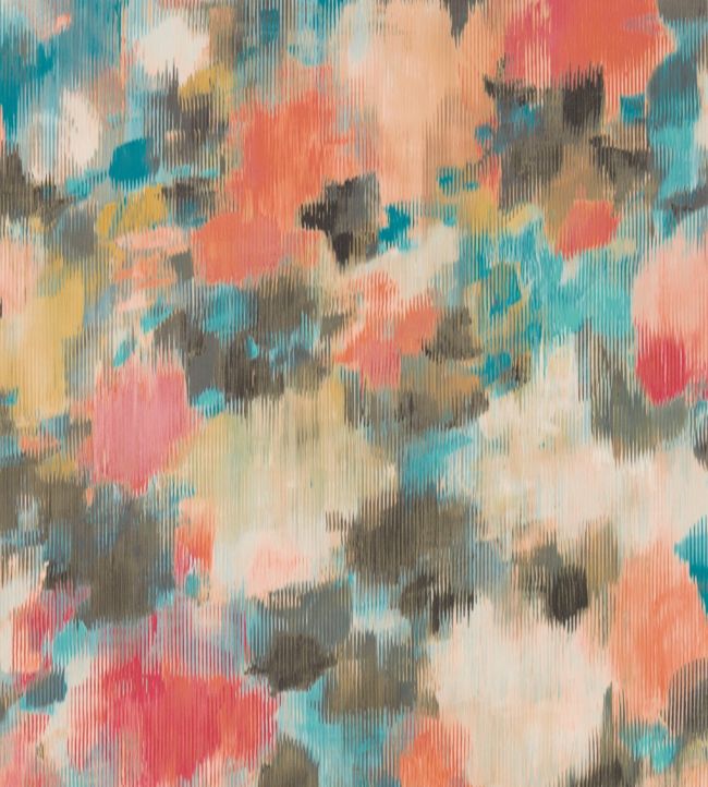Exuberance Wallpaper - Coral/Turquoise - HSTO111476 - Harlequin