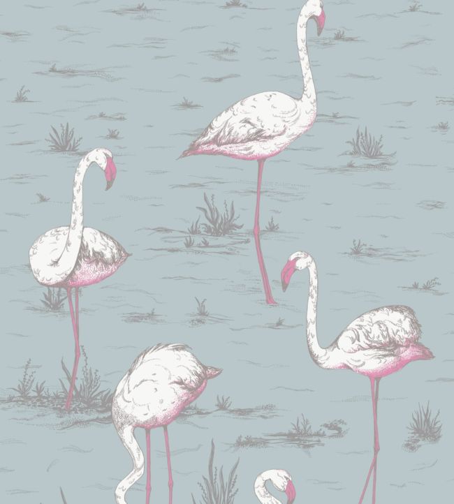 Flamingos Fabric - Blue - Cole & Son