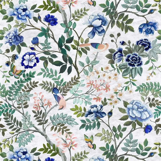 Porcelaine De Chine Cobalt Fabric